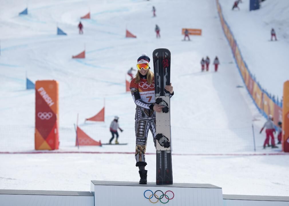2018: Ester Ledecka becomes the first woman to compete in Olympics snowboard and alpine skiing